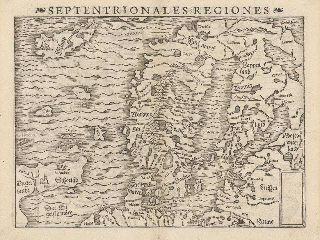 Septentrionales Regiones. Northern Europe. Scandinavia Baltics. MÜNSTER 1572 map (1 of 1)