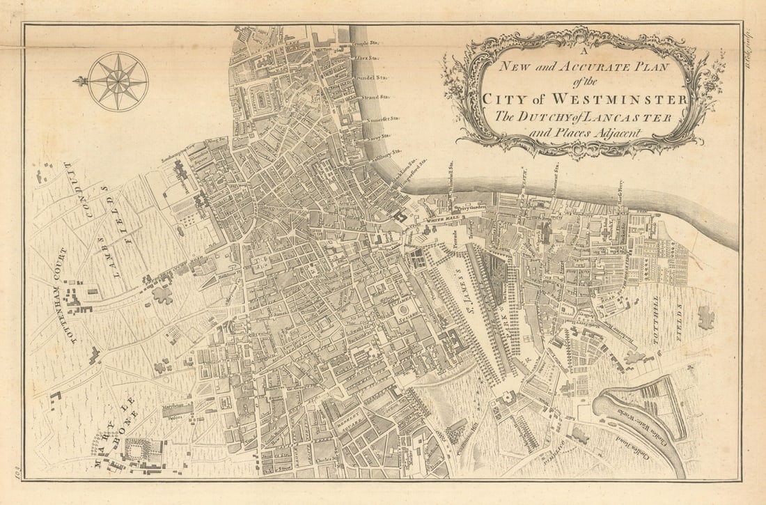 A New & Accurate Plan of the City of Westminster… COLE 1760 old antique map (1 of 1)