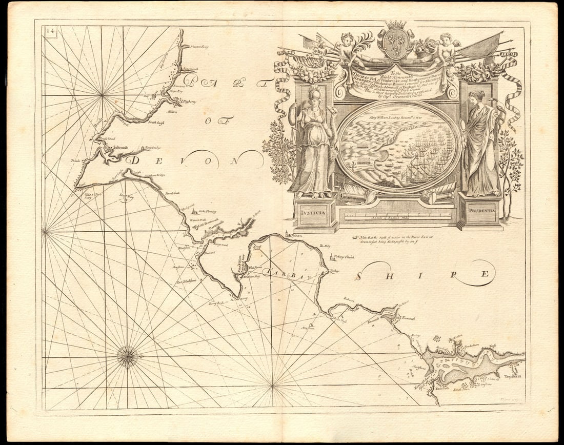 SOUTH DEVON RIVIERA sea coast chart. Salcombe Dartmouth Torbay COLLINS c1774 map (1 of 1)