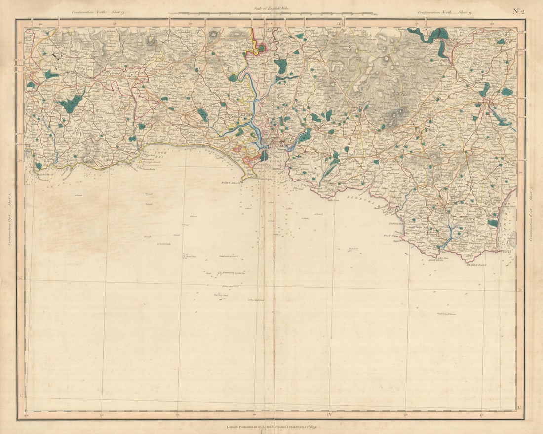 SOUTH DEVON & CORNWALL COAST. Dartmoor South Hams Tamar Fowey. CARY 1832 map (1 of 1)