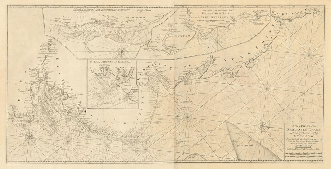 Chart of the Newcastle Trade describing… coast of England. MOUNT & PAGE 1758 map (1 of 1)