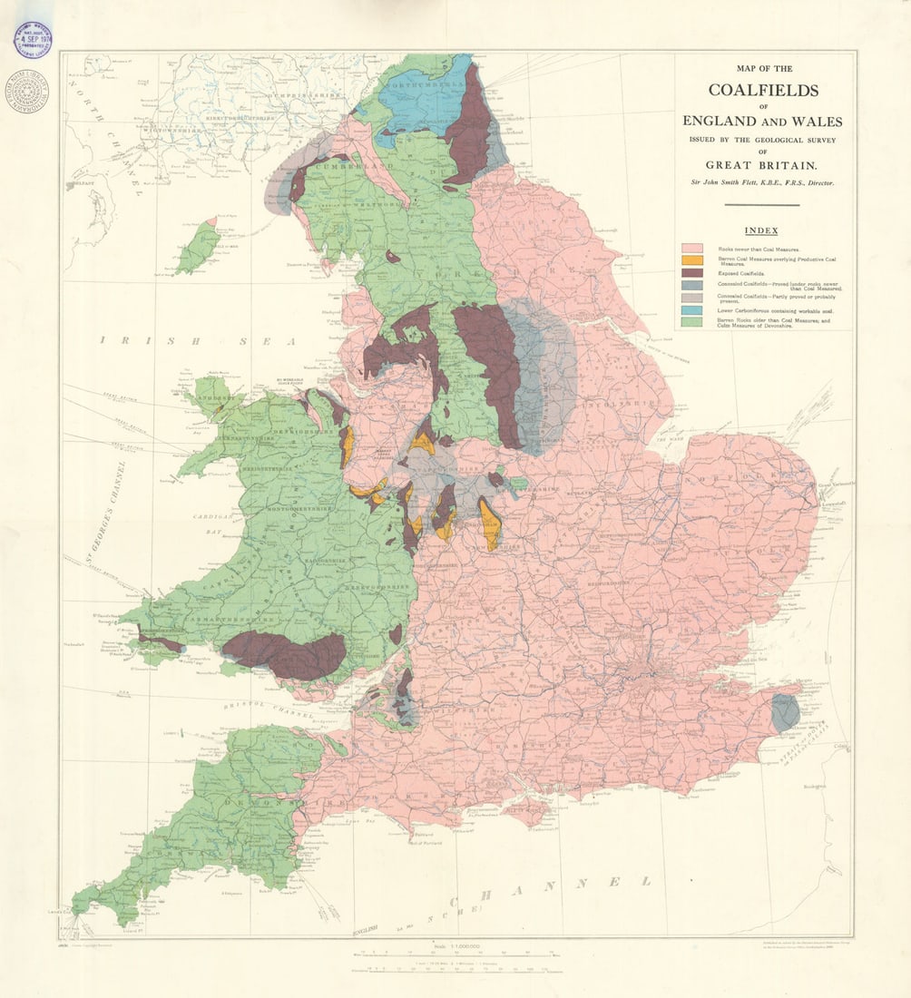 Map of the Coalfields of England and Wales. Great Britain Geological Survey 1935 (1 of 1)