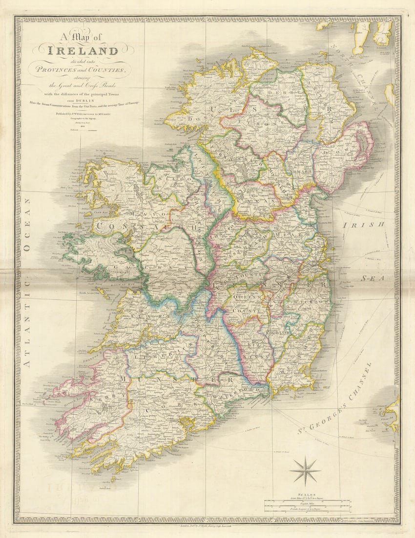 A Map of Ireland divided into Provinces and Counties… by James Wyld 1843 (1 of 1)