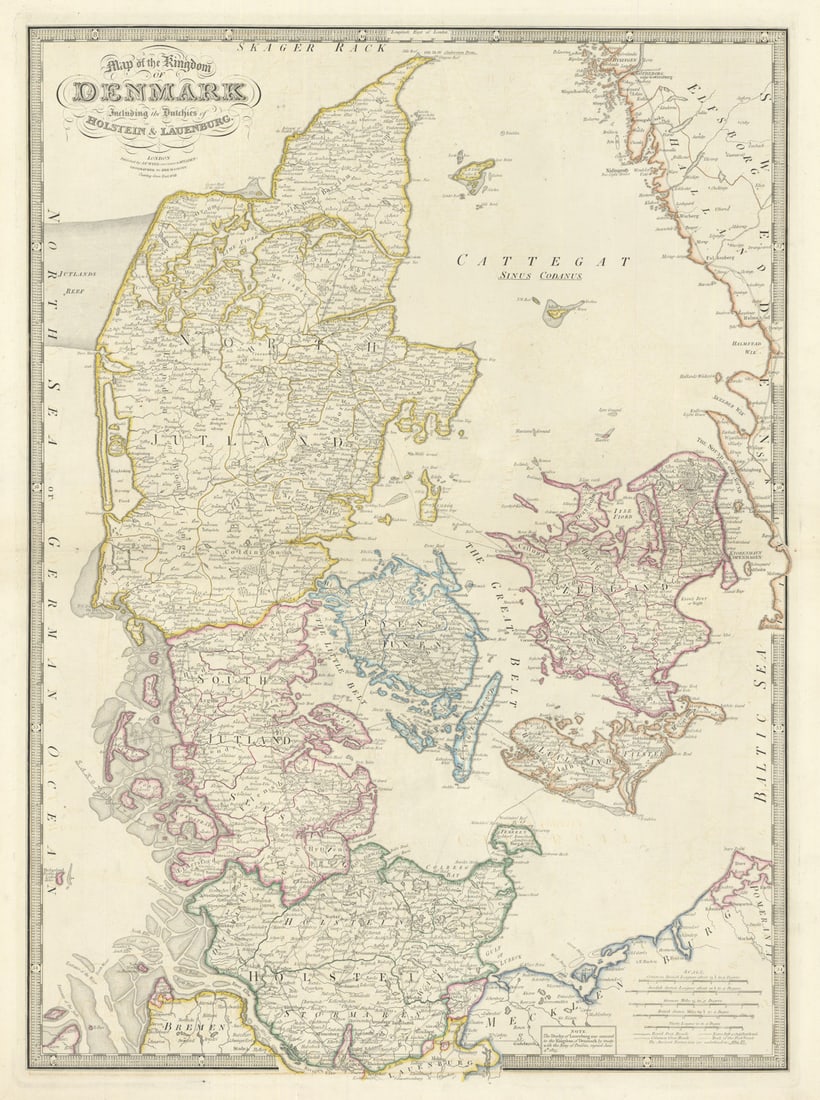 Map of the Kingdom of Denmark including… Holstein & Lauenburg. Wyld 1842 (1 of 1)