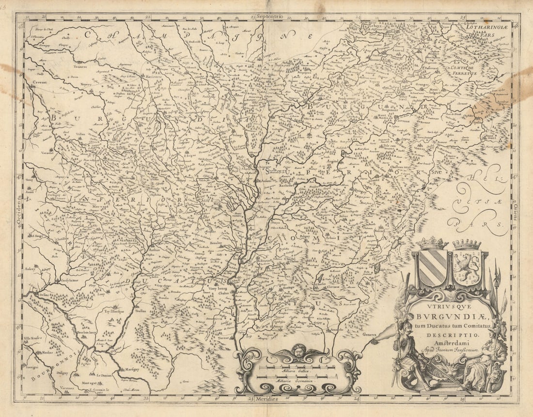 Utriusque Burgundiae tum Ducatus tum Comitatus Descriptio. Janssonius c1631 map (1 of 1)