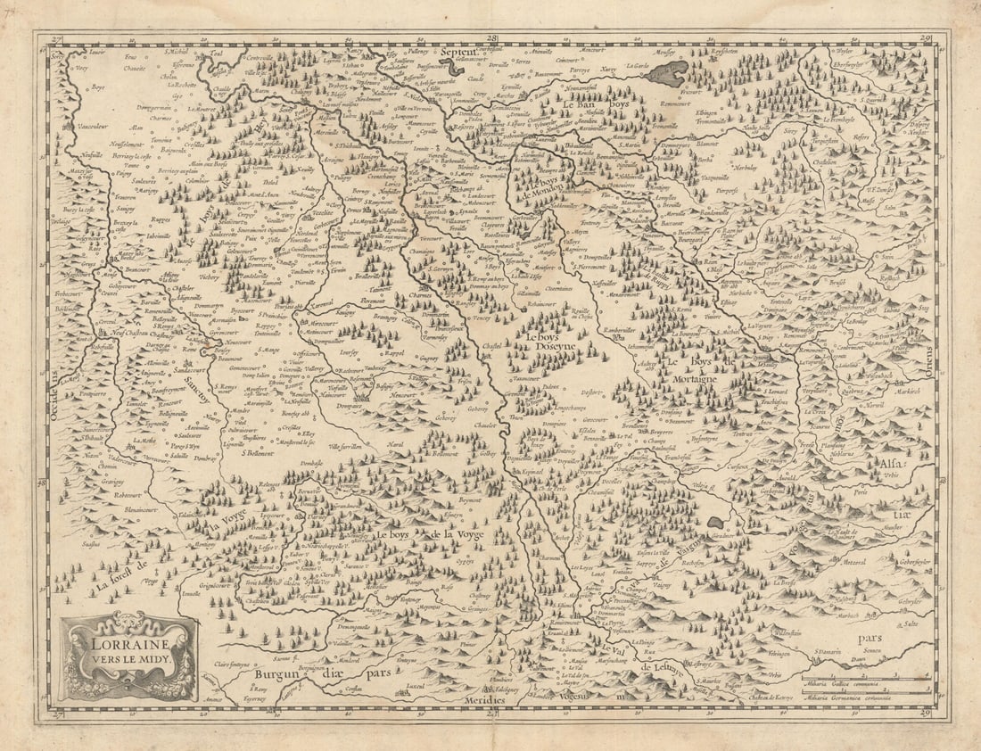 Lorraine vers le Midy. Meurthe-et-Moselle & Vosges. Janssonius c1631 old map (1 of 1)