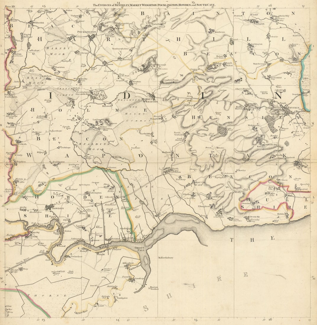 East Yorkshire Wolds. Beverley, Market Weighton & Howden. T. Jefferys 1772 map (1 of 1)