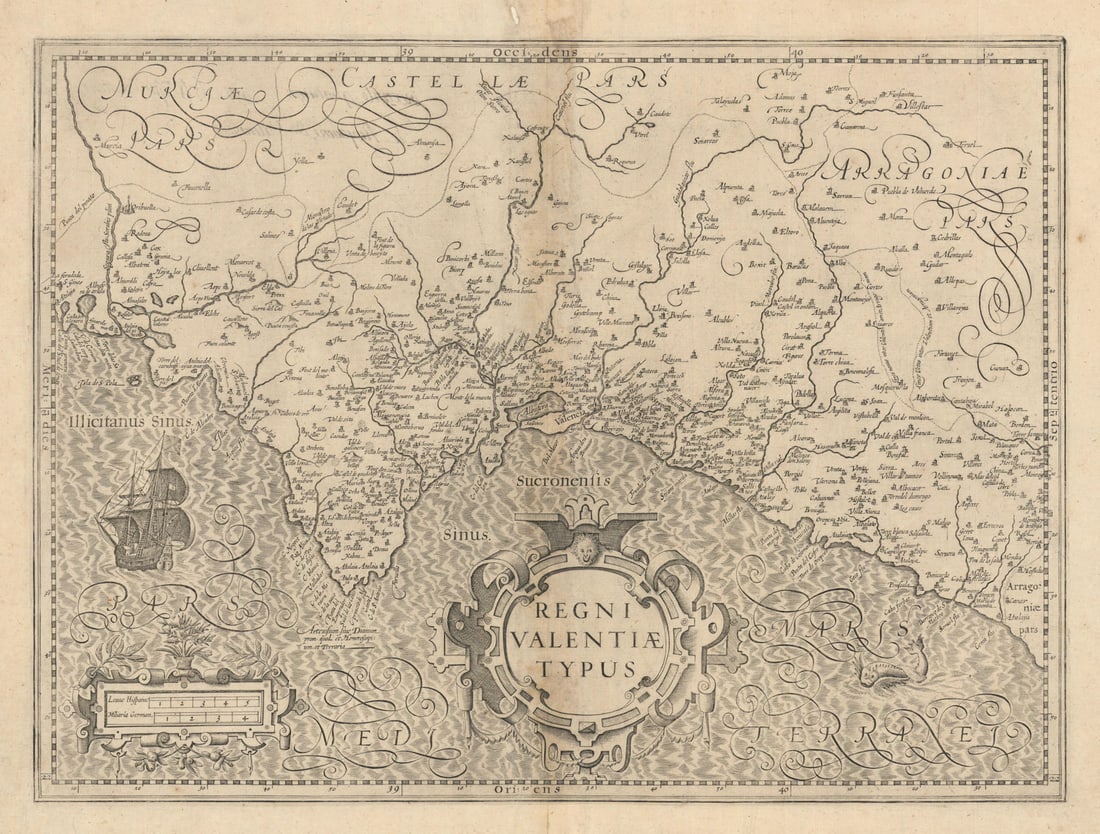 Regni Valentiae Typus. The Kingdom of Valencia by Hondius / Mercator c1606 map (1 of 1)