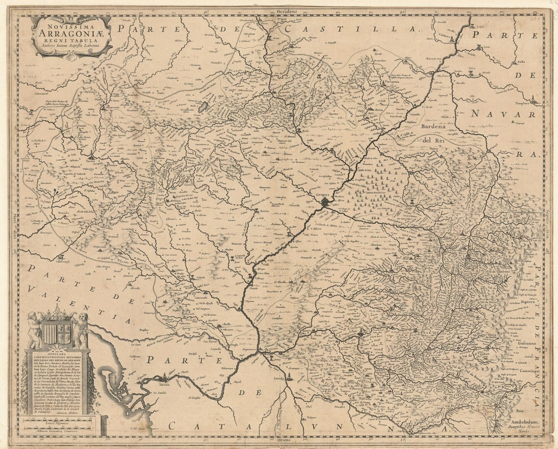 Novissima Arragoniae Regni Tabula. The Kingdom of Aragon by Hondius c1639 map (1 of 1)
