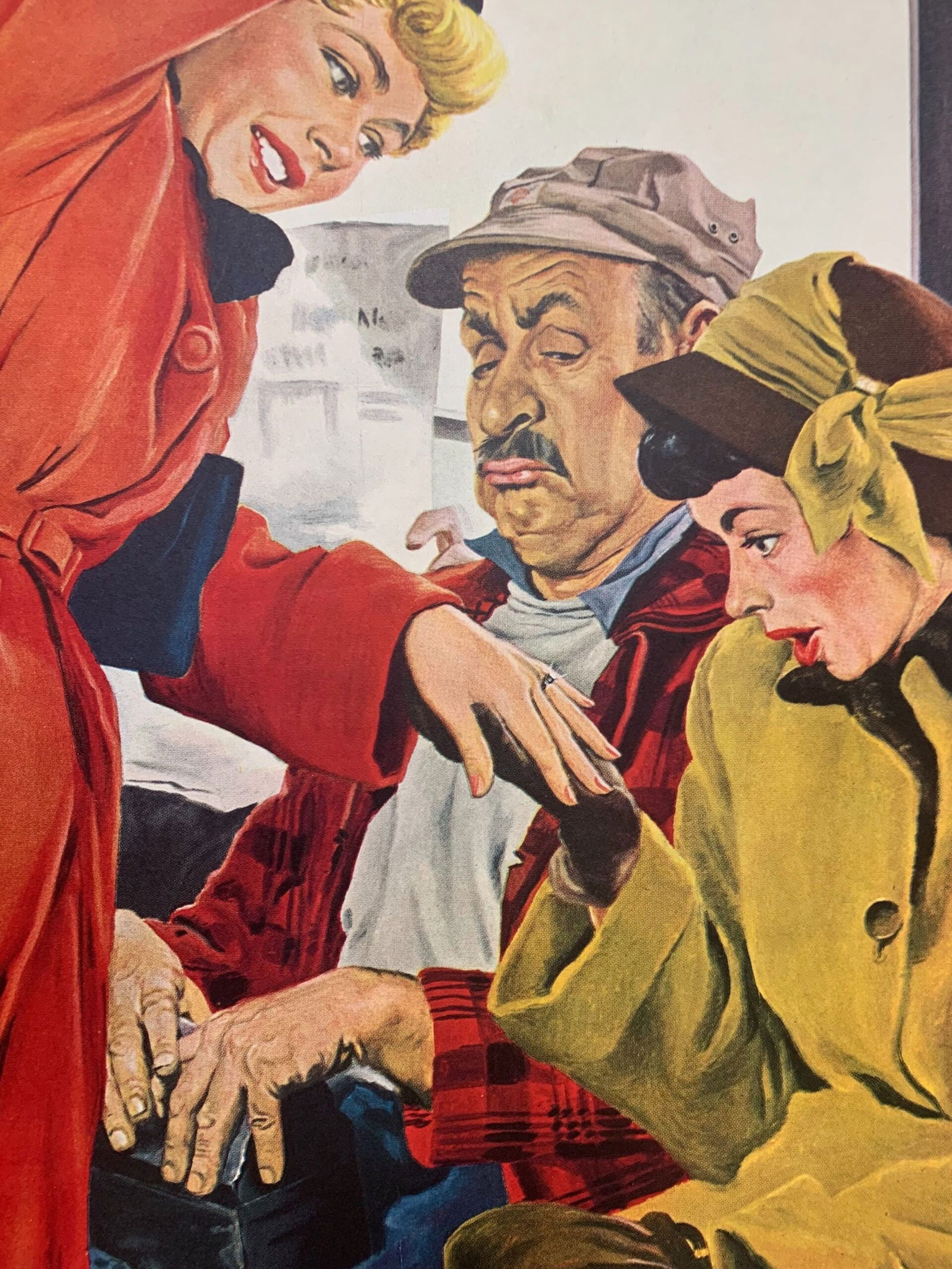 21.75x28 1949 Newstand Poster Saturday Evening Post - Art By George Hughes showing Off Her Ring LB - 6