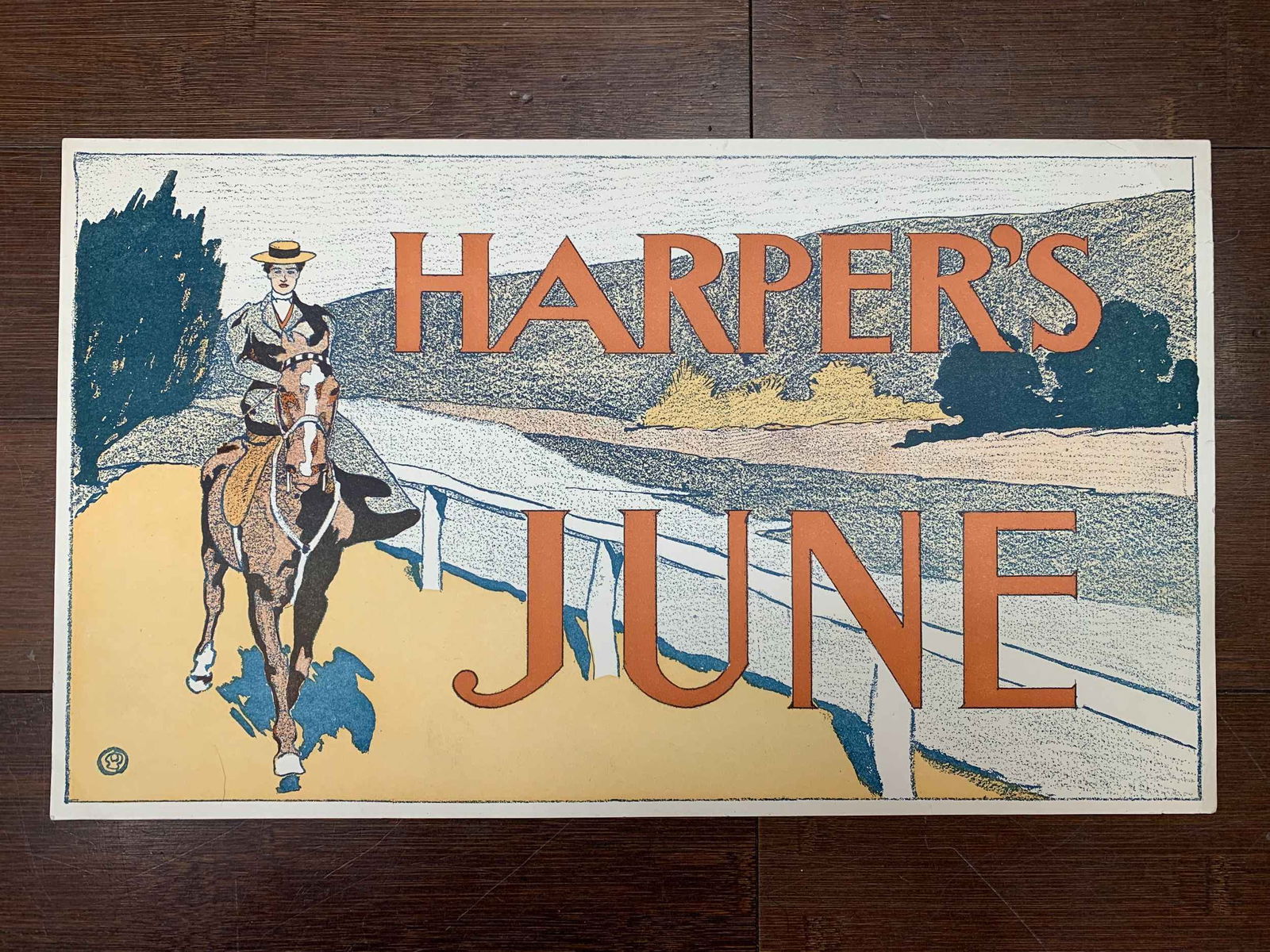 Harper's June - Art by Penfield (1899) 8 x 16 US Advertising Poster: Harper's June - Art by Penfield (1899) 8 x 16 US Advertising Poster Please refer to the attached photos to determine the condition of this original vintage item. Note: LB means Linen Backed. Ready