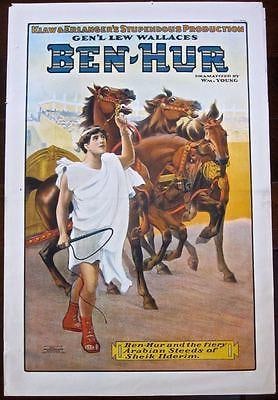 Ben Hur (1910) Theatre Poster - Very Rare Roman Art Stonebridge Litho!!: Ben Hur (1910) Theatre Poster - Very Rare Roman Art Stonebridge Litho!! Please refer to the attached photos to determine the condition of this original vintage item. Note: LB means Linen Backed. Ready