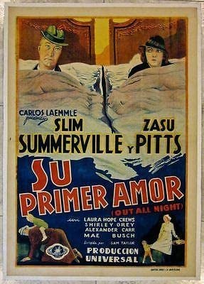 Out All Night - Zasu Pitts (1933) Spanish Movie Poster LB: Out All Night - Zasu Pitts (1933) Spanish Movie Poster LB Please refer to the attached photos to determine the condition of this original vintage item. Note: LB means Linen Backed. Ready for you to