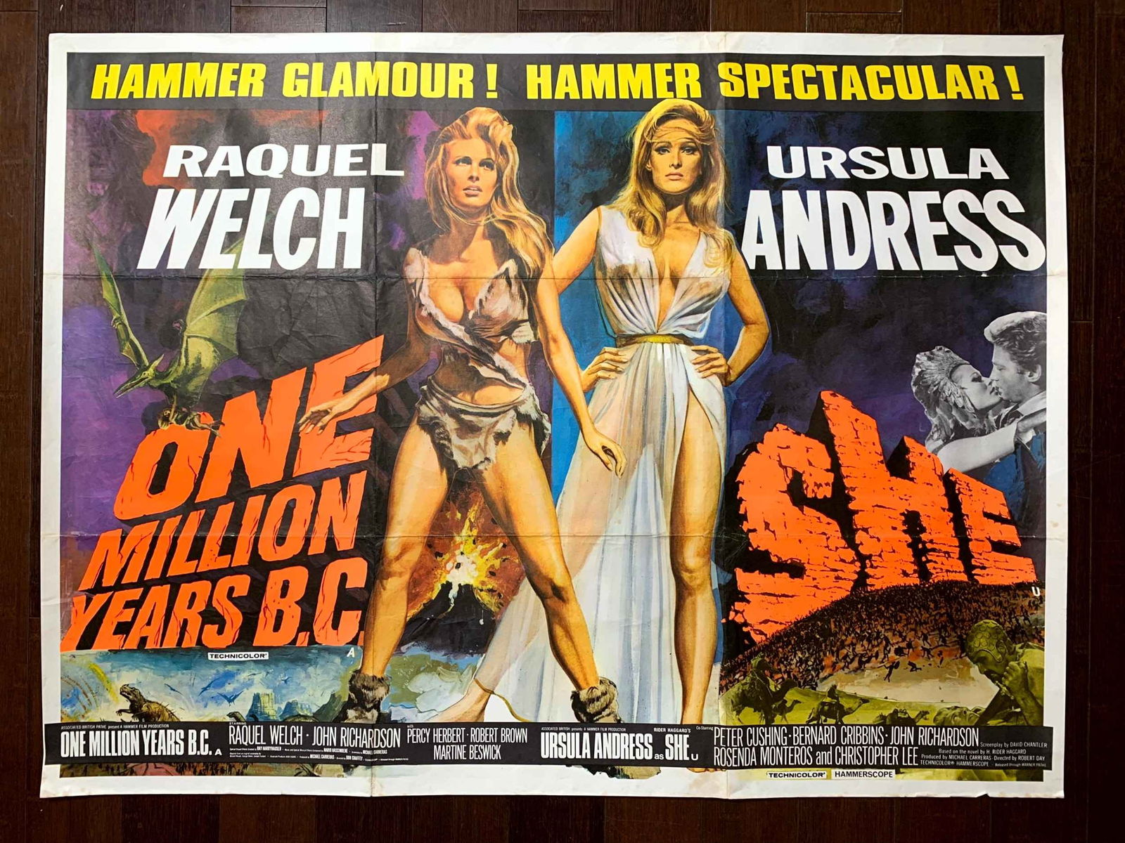 She/one Million Years B.C. (1966) UK Quad Movie Poster: She/one Million Years B.C. (1966) UK Quad Movie Poster Please refer to the attached photos to determine the condition of this original vintage item. Note: LB means Linen Backed. Ready for you to