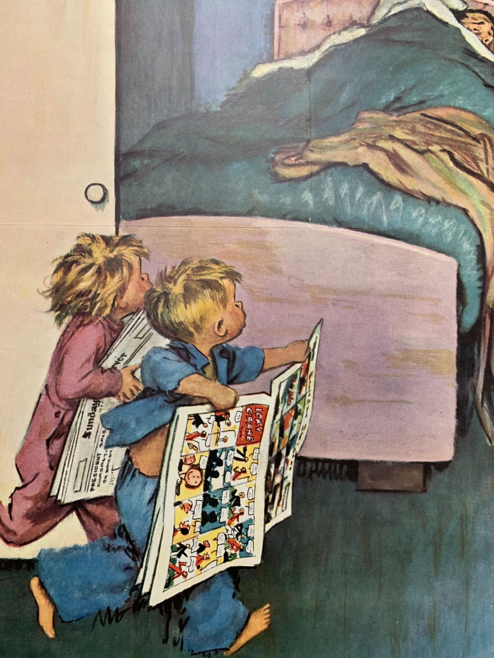 22x28 1947 Newstand Poster Saturday Evening Post - Art By Jack Welch sunday Funnies - 4