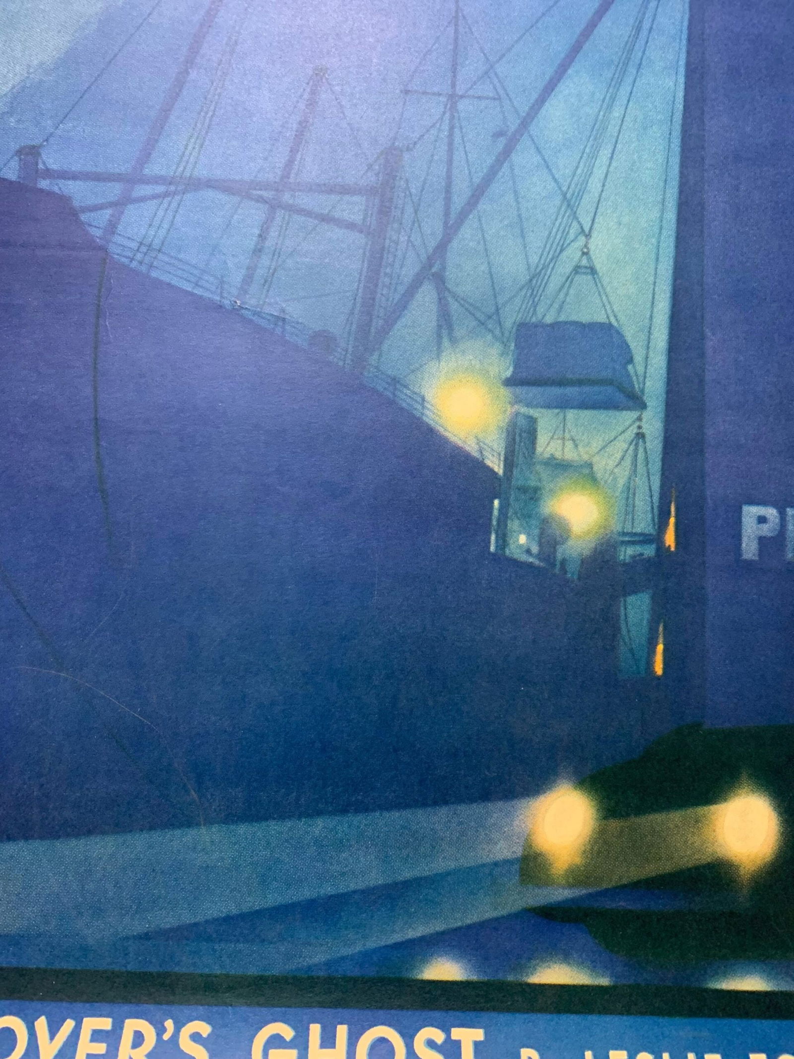 22x28 1940 Newstand Poster Saturday Evening Post - Art By Ski Weld nighttime In Port - 4