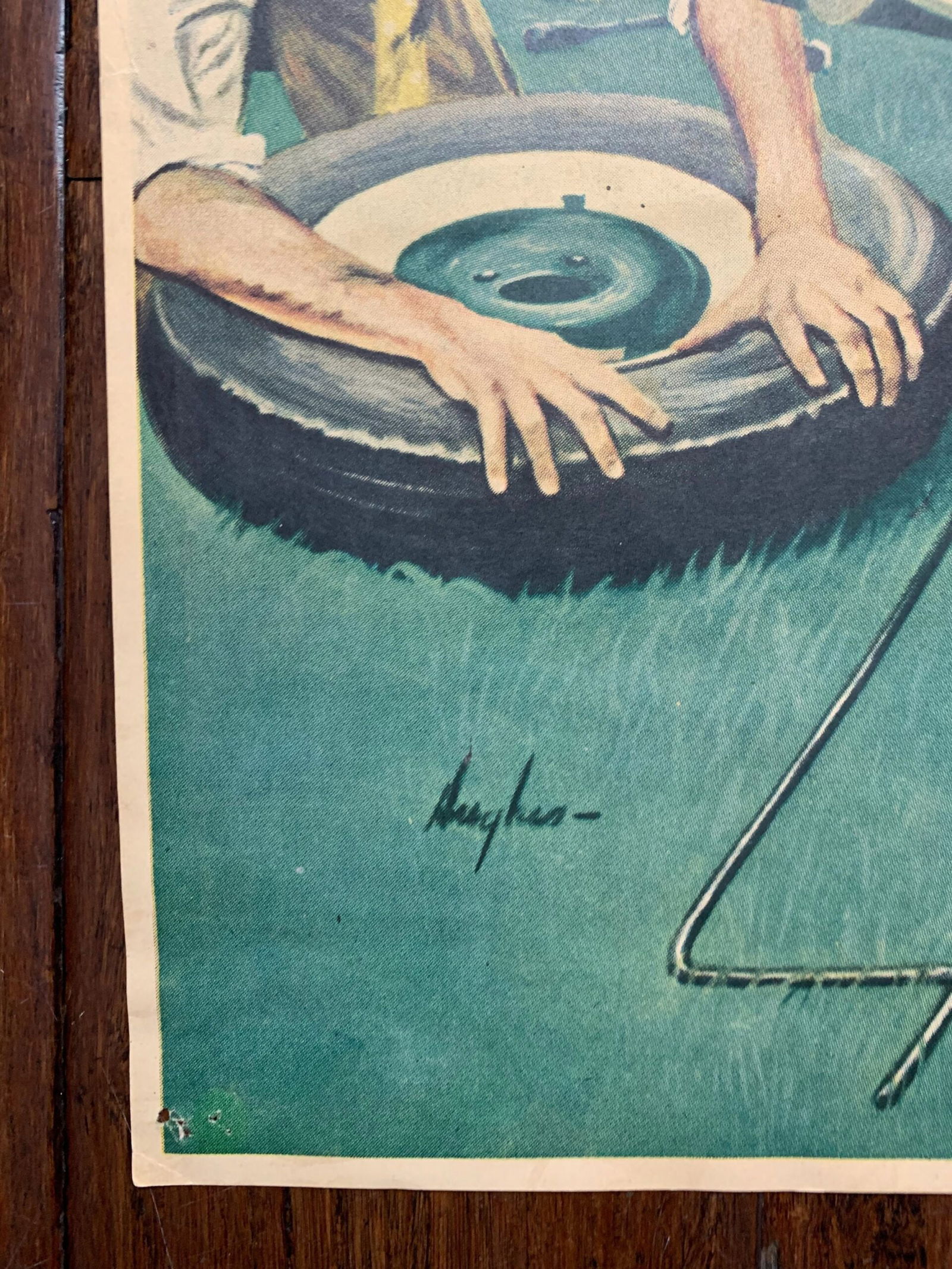 22x28 1949 Newstand Poster Saturday Evening Post - Art By George Hughes flat And Chat - 3