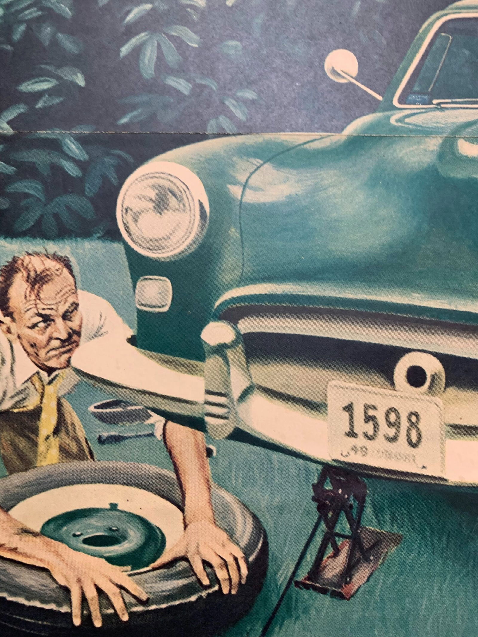 22x28 1949 Newstand Poster Saturday Evening Post - Art By George Hughes flat And Chat - 4