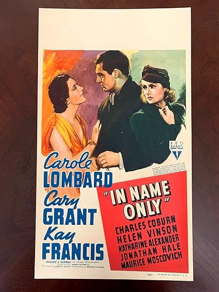 In Name Only - Grant & Lombard - B (1939) US Mini Window Card Movie Poster: In Name Only - Grant & Lombard - B (1939) US Mini Window Card Movie Poster Please refer to the attached photos to determine the condition of this original vintage item. Note: LB means Linen Backed.