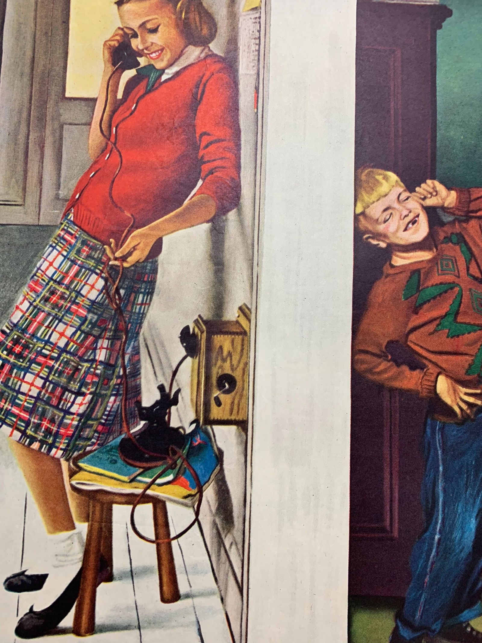 22x28 1949 Newstand Poster Saturday Evening Post - Art By George Hughes eavesdropping On Sis - 4