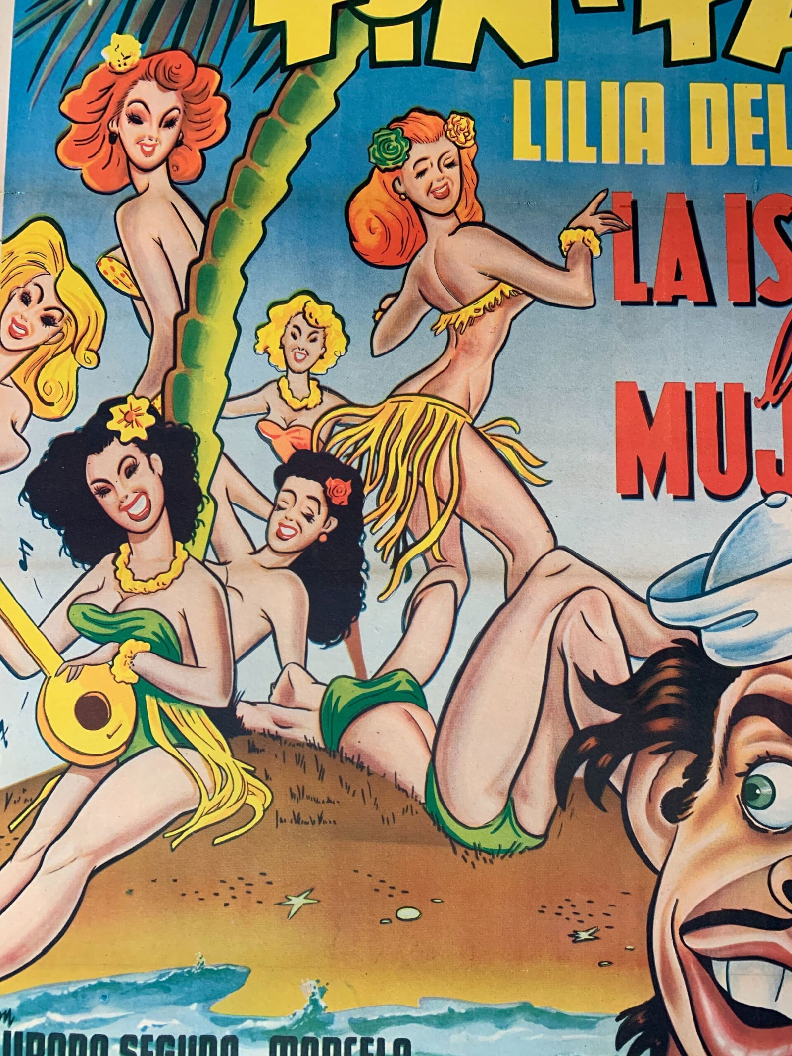 La Isla de las Mujeres - Art by Urzaiz (1953) 24x35.75 Mexican Movie Poster LB - 6