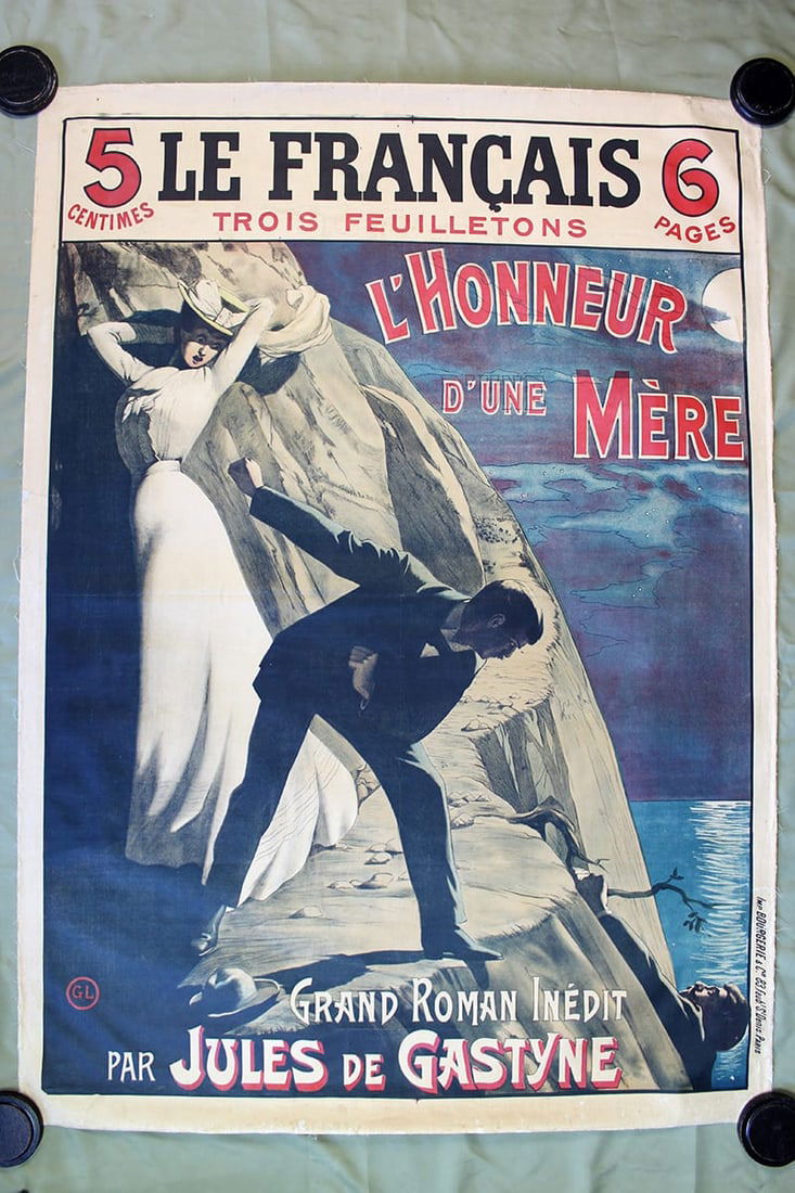 L'honneur D'une Mere (1900) 39x54 French Advertising Poster LB: L'honneur D'une Mere (1900) 39x54 French Advertising Poster LB Please refer to the attached photos to determine the condition of this original vintage item. Note: LB means Linen Backed. Ready for you
