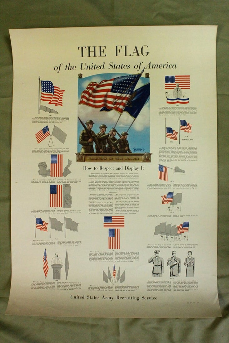 The United States (1941) 3 X 20x28 US Army Recruiting Posters (the Flag, Army Insignia And Army: The United States (1941) 3 X 20x28 US Army Recruiting Posters (the Flag, Army Insignia And Army Decorations) Please refer to the attached photos to determine the condition of this original vintage ite