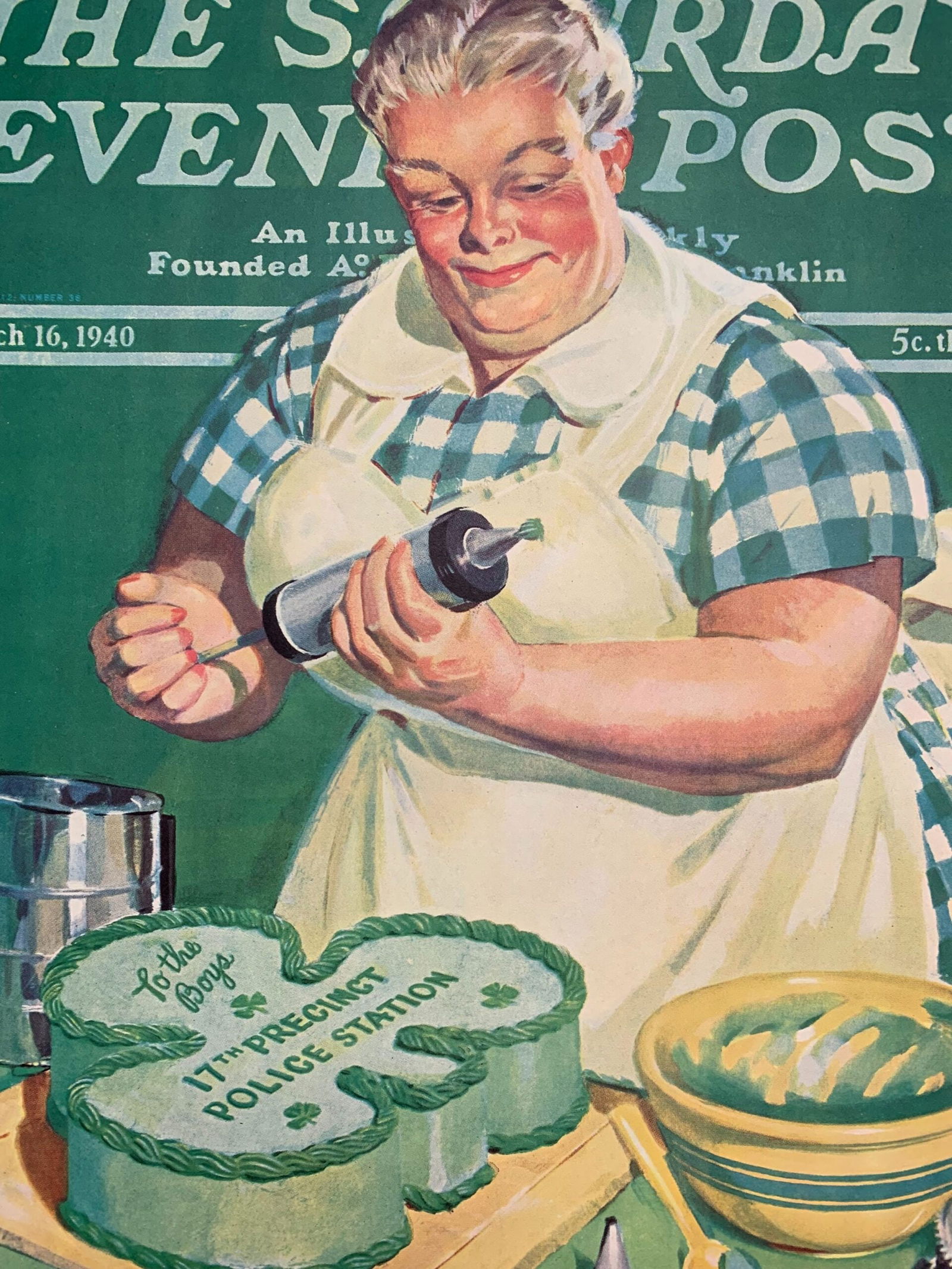 22x27.5 1940 Newstand Poster Saturday Evening Post - Art By Albert W. Hampson st. Paddy Cake For - 6