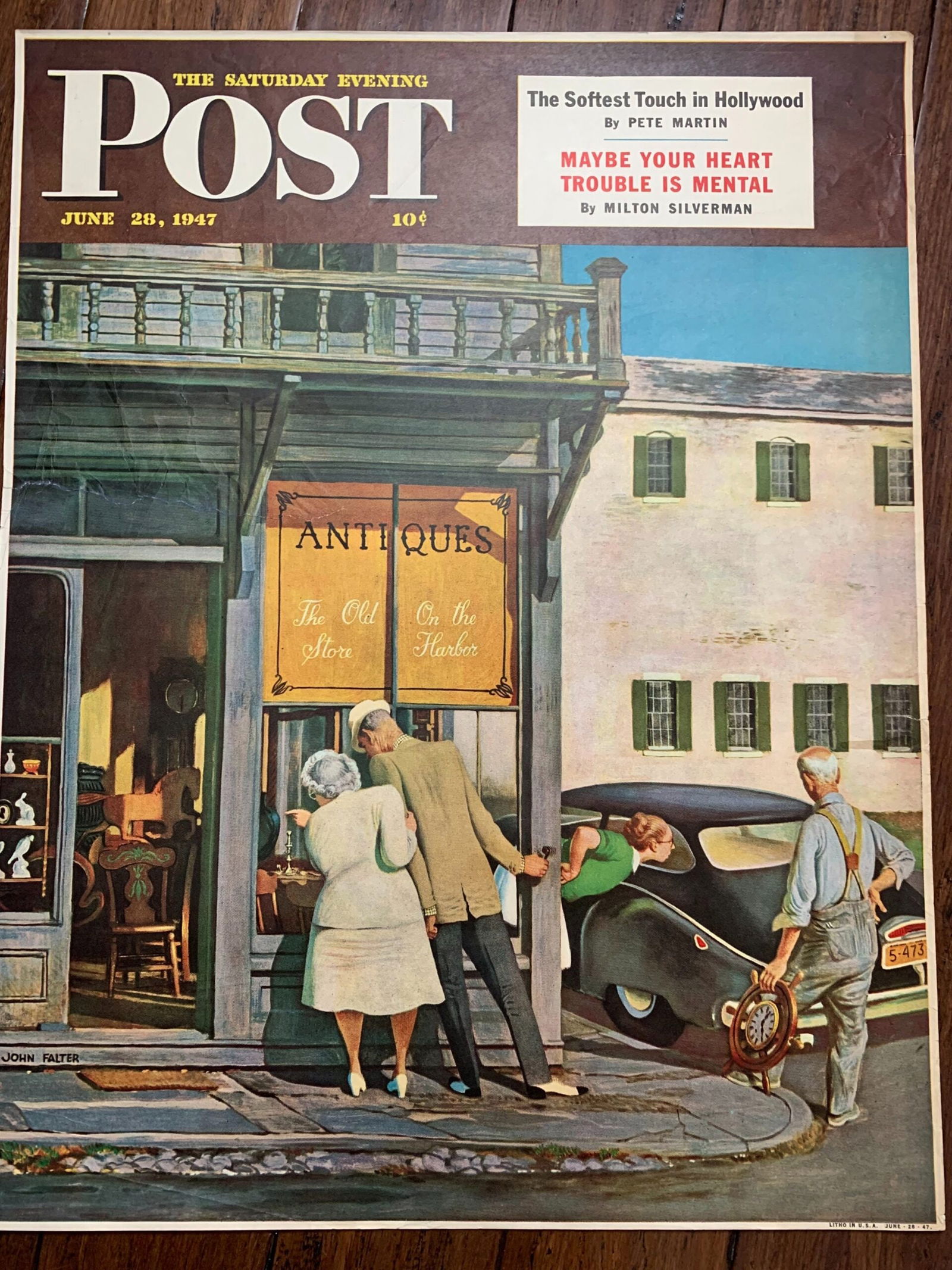 22x28 1947 Newstand Poster Saturday Evening Post - Art By John Falter antique Store: 22x28 1947 Newstand Poster Saturday Evening Post - Art By John Falter antique Store Please refer to the attached photos to determine the condition of this original vintage item. Note: LB means Linen B