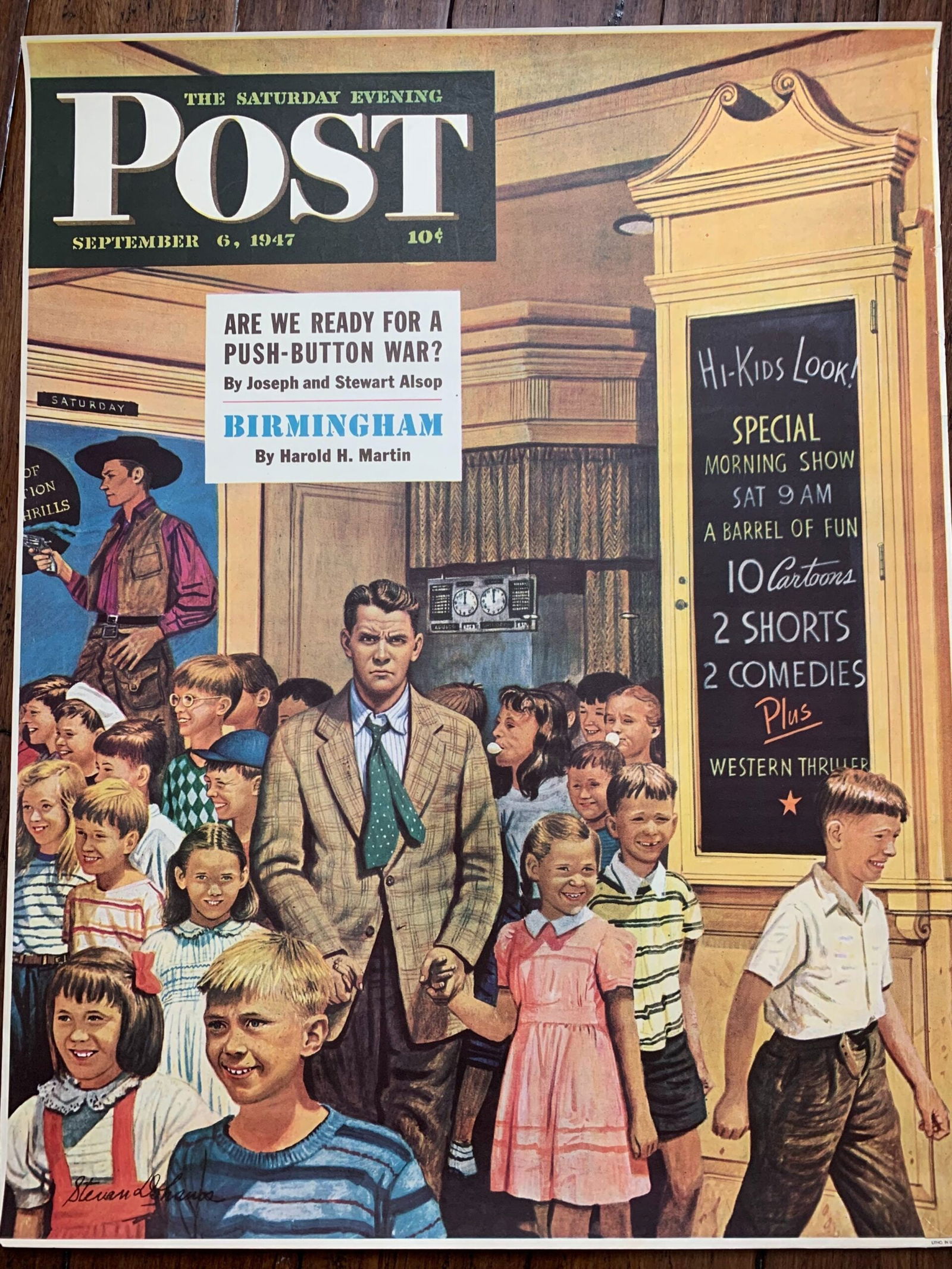 22x28 1947 Newstand Poster Saturday Evening Post - Art By Stevan Dohanos after The Movie: 22x28 1947 Newstand Poster Saturday Evening Post - Art By Stevan Dohanos after The Movie Please refer to the attached photos to determine the condition of this original vintage item. Note: LB means Li