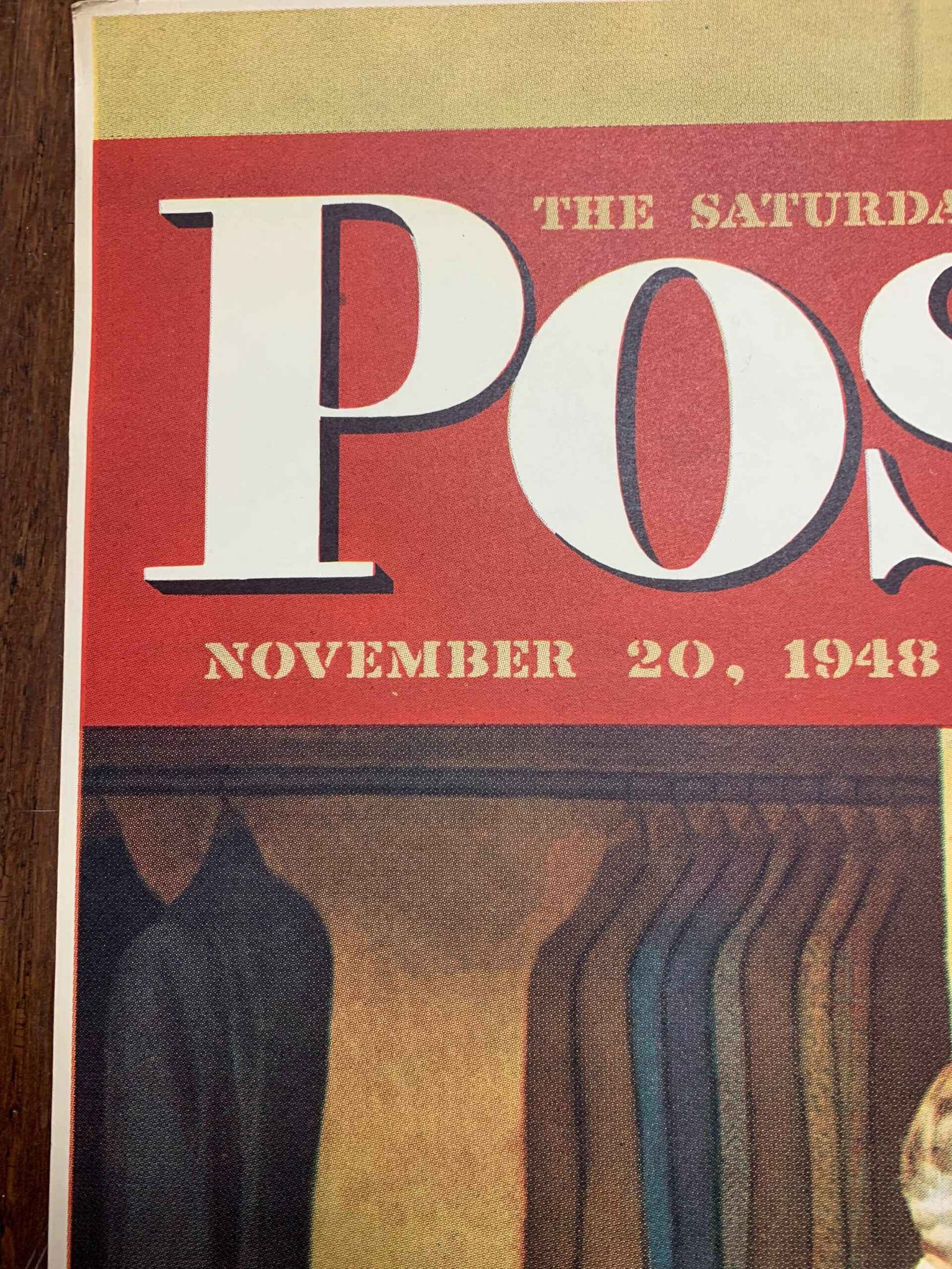 22x28 1948 Newstand Poster Saturday Evening Post - Art By John Falter choosing A New Suit - 2