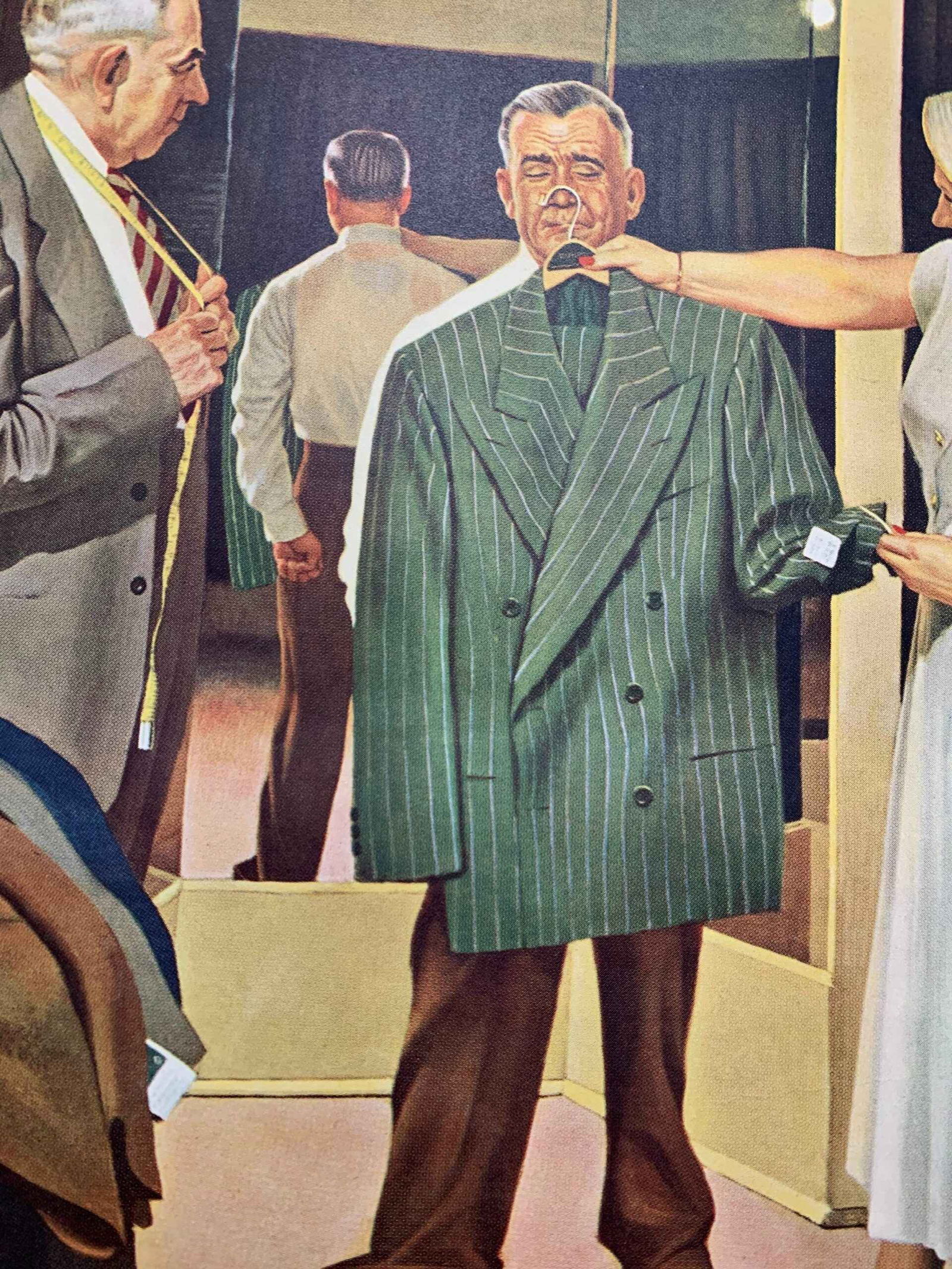 22x28 1948 Newstand Poster Saturday Evening Post - Art By John Falter choosing A New Suit - 4