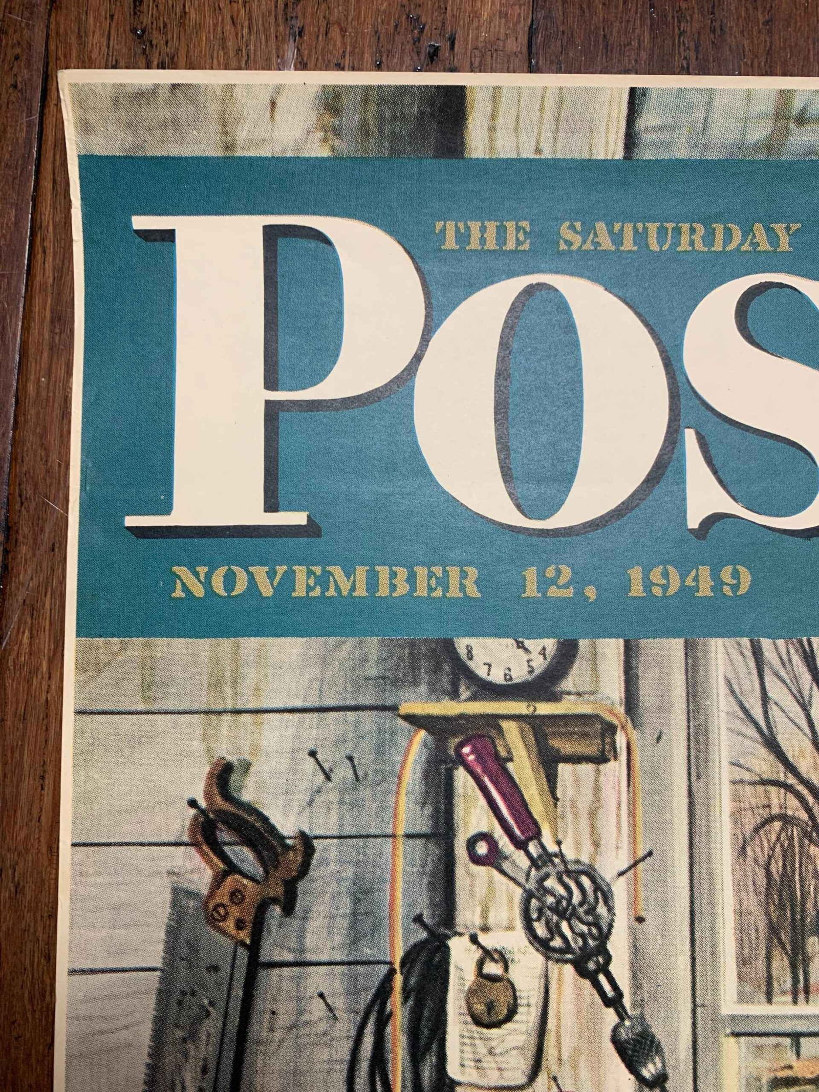 22x28 1949 Newstand Poster Saturday Evening Post - Art By Stevan Dohanos grandpa’s Workshop - 2