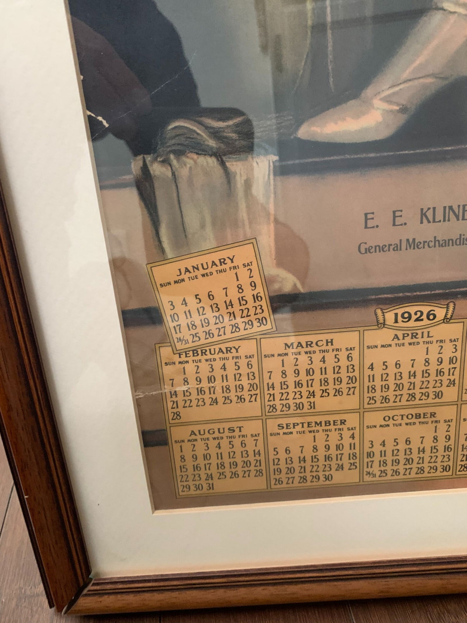 E.E. Kline Calendar - Art by Earl Christy (1926) 14.5 x 39 US - Framed - 4
