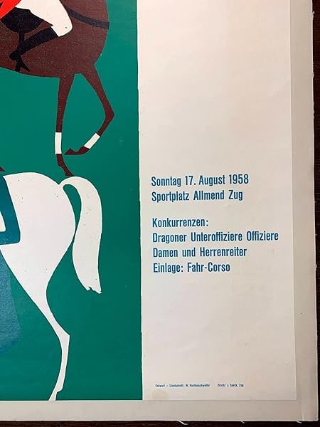 Zuger Spring Horse Show (1958) 27.75 x 38.5 German Advertising Poster LB - 3