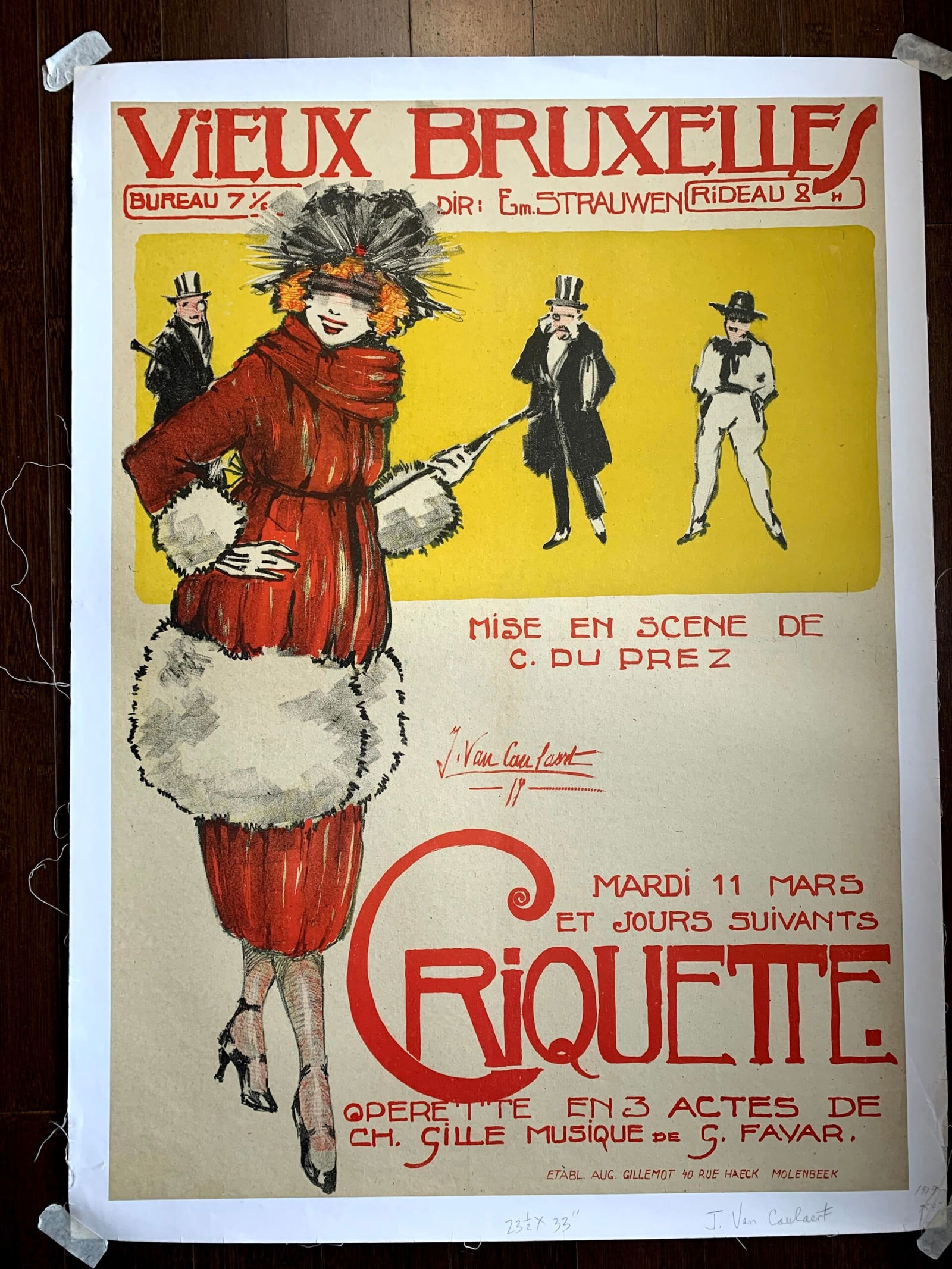 Criquette - Art By Jd Van Caulaert (1937) 23.5x33 Belgian Stage Play Poster LB: Criquette - Art By Jd Van Caulaert (1937) 23.5x33 Belgian Stage Play Poster LB Please refer to the attached photos to determine the condition of this original vintage item. Note: LB means Linen
