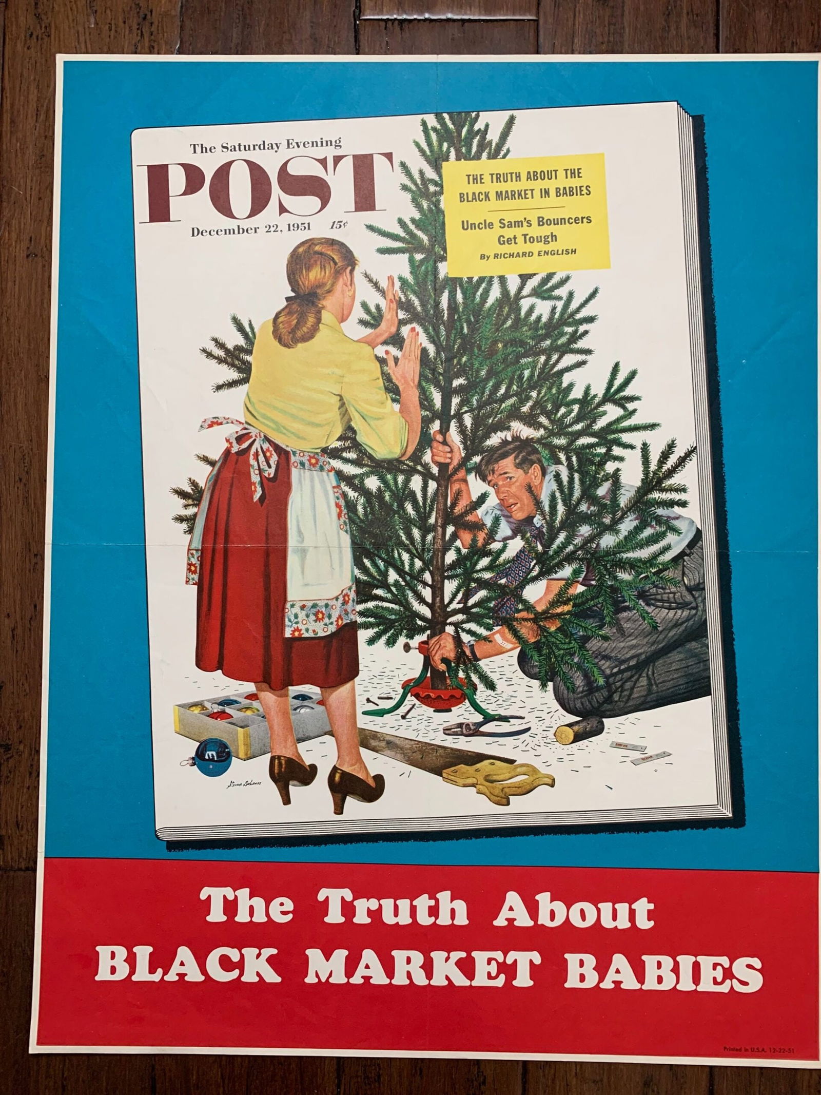 22x28 Newstand Poster Saturday Evening Post - Art By Stevan Dohanos centering The Christmas Tree (1 of 4)