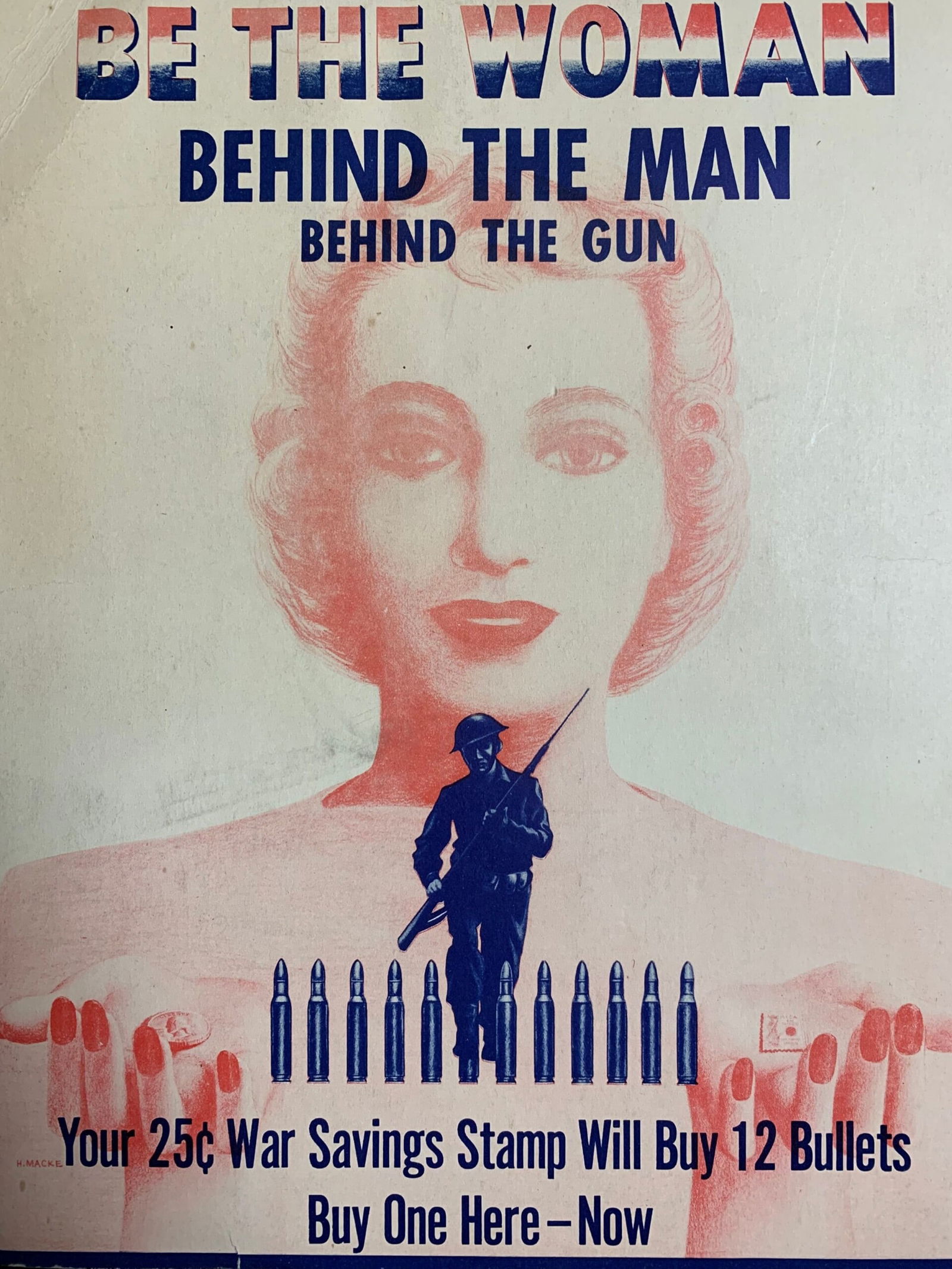 Be the Woman Behind the Man Behind the Gun (1942) 11 x 13.5 Rare WW2 Poster - 4