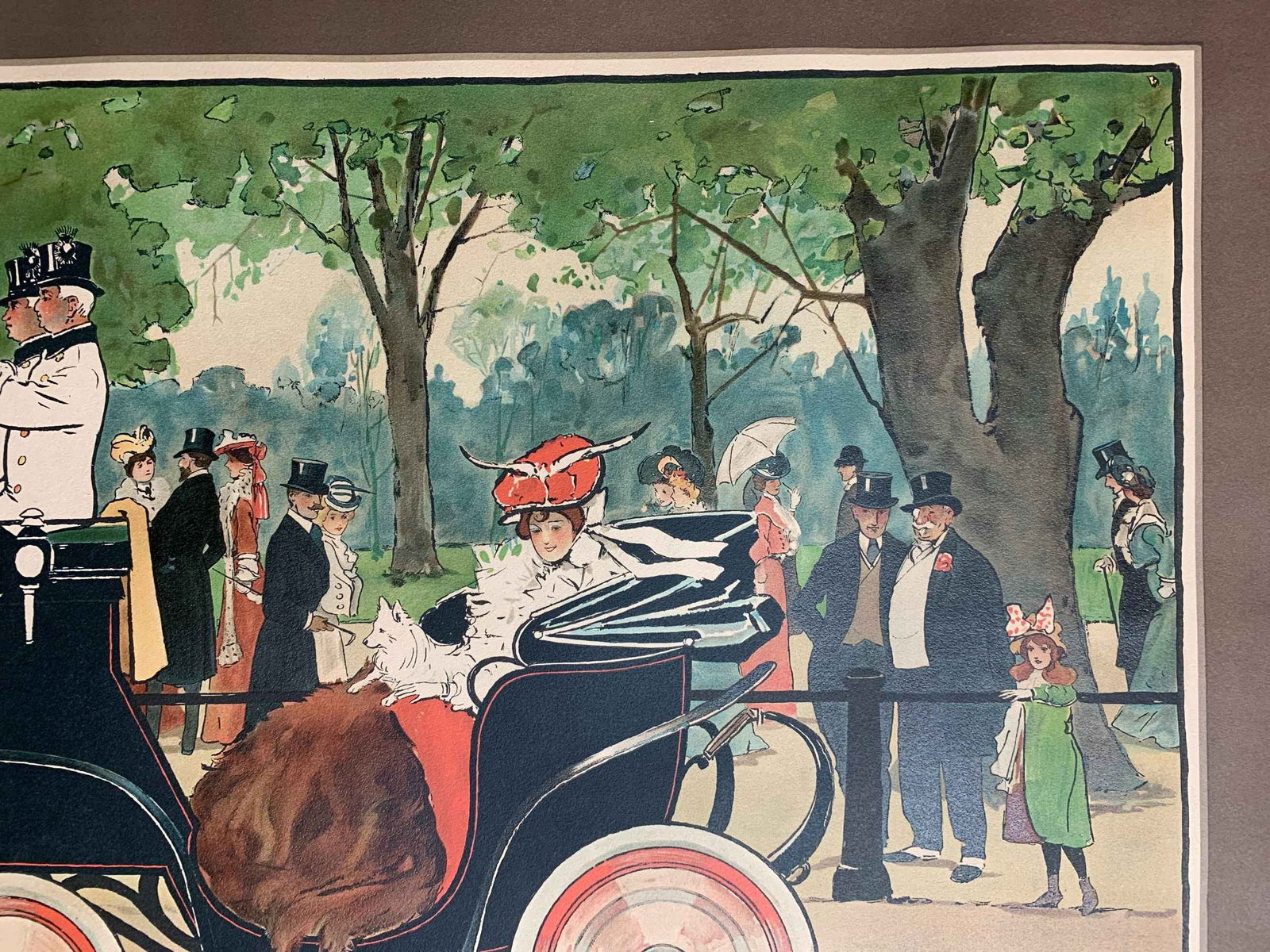 Town - Art by Thackeray (r.unk) 21.5 x 31.75 US Early Automobile Lithograph Poster - 2