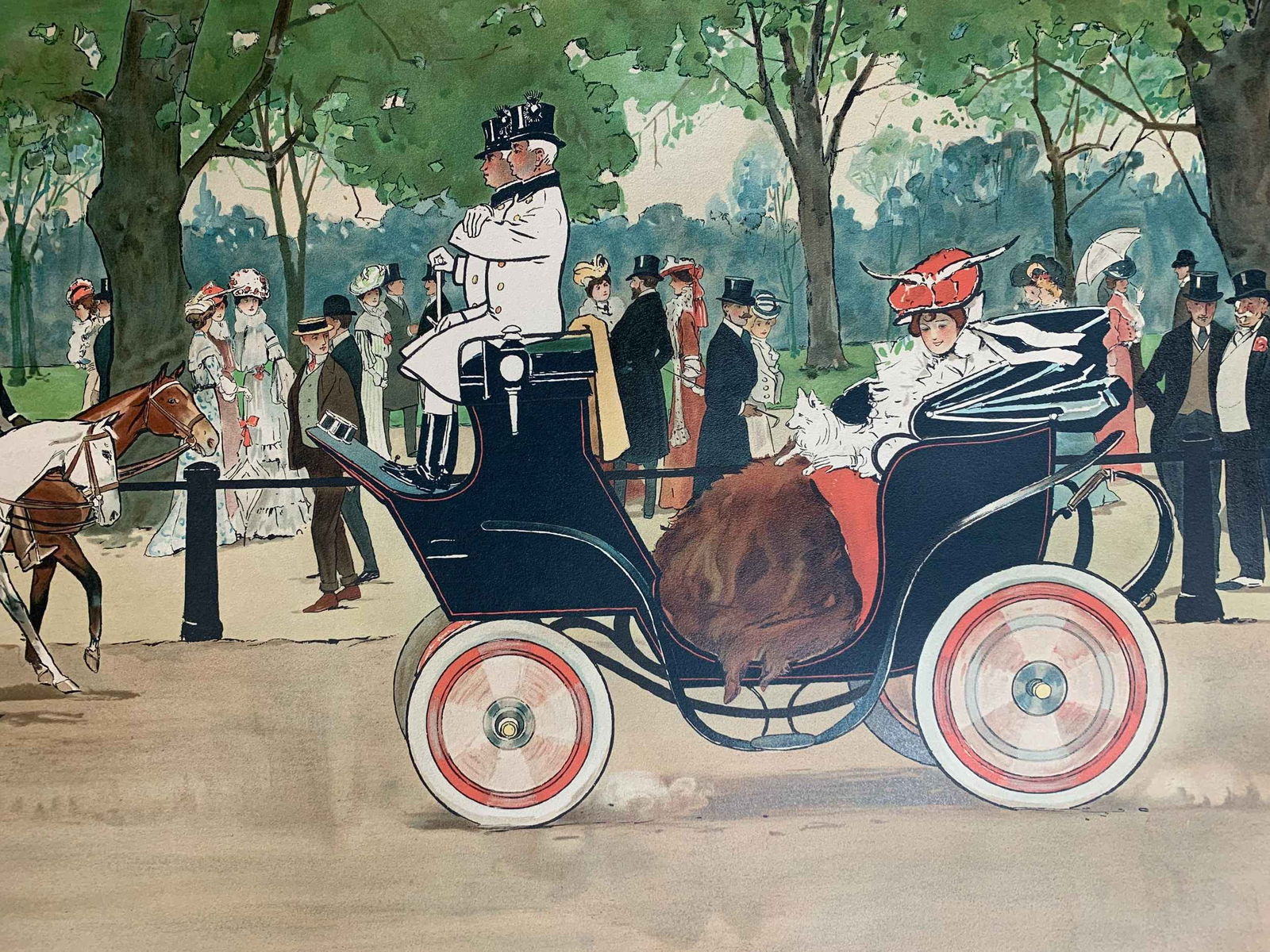 Town - Art by Thackeray (r.unk) 21.5 x 31.75 US Early Automobile Lithograph Poster - 6