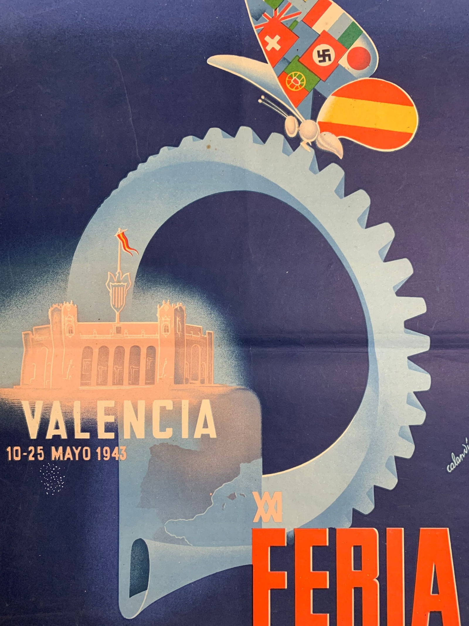 Valencia XXI Feria - Calandin (1943) 17 x 25 Spanish Trade Fair Poster - 6