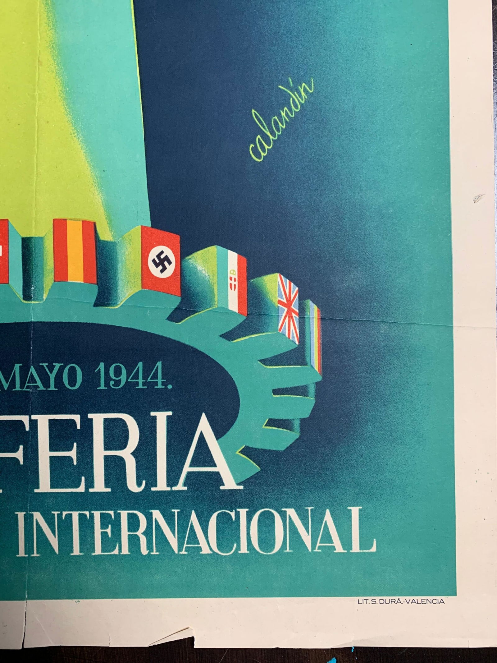 Valencia XXII Feria - J.Masia (1944) 17 x 25 Spanish Trade Fair Poster - 5