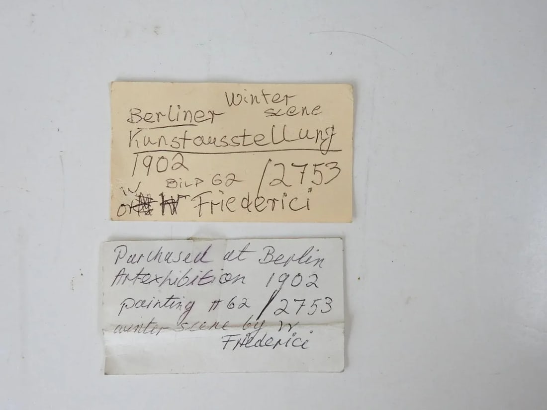 Antique 1902 Continental School Winter Snow Scene Painting - 4