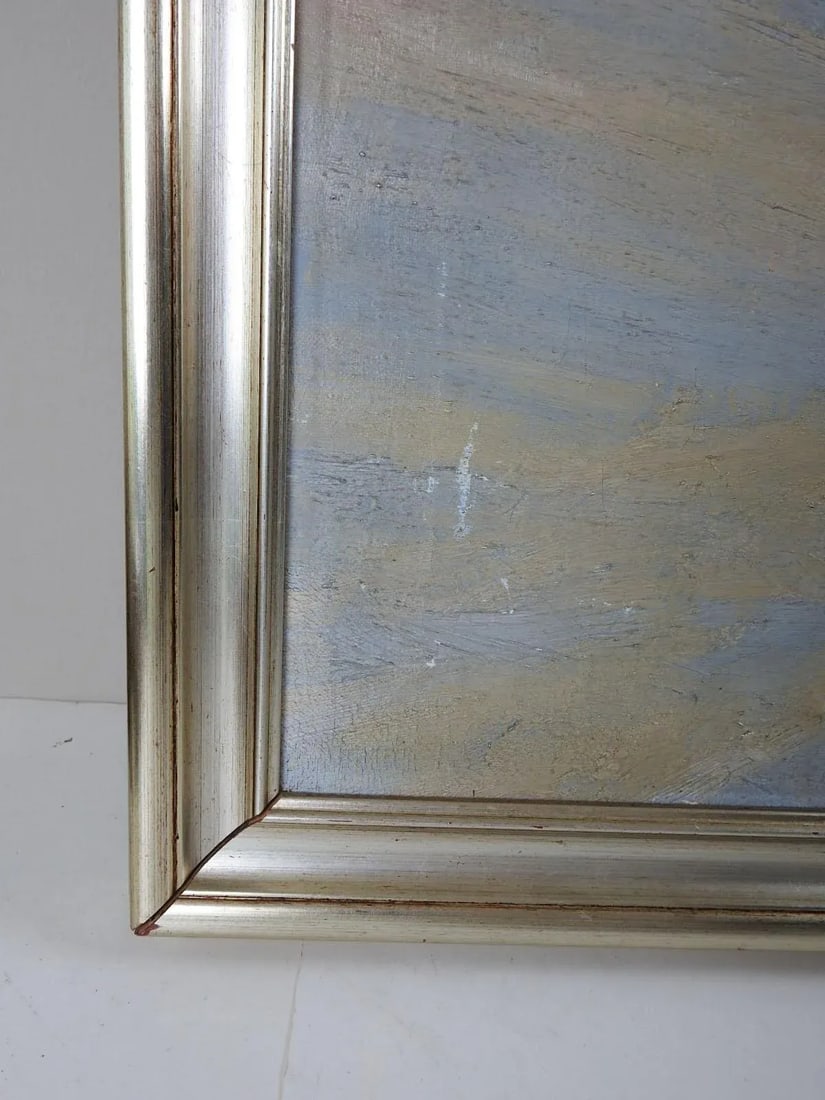 Antique 1902 Continental School Winter Snow Scene Painting - 5