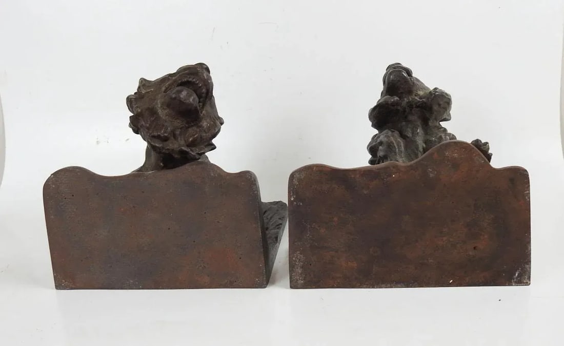 Early 20th Century Bradley Hubbard Lion Tiger Cast Iron Bookends - 11