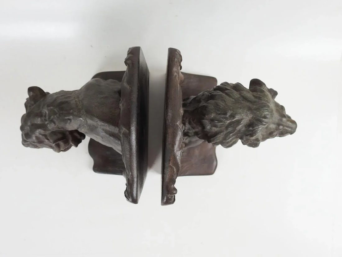 Early 20th Century Bradley Hubbard Lion Tiger Cast Iron Bookends - 8