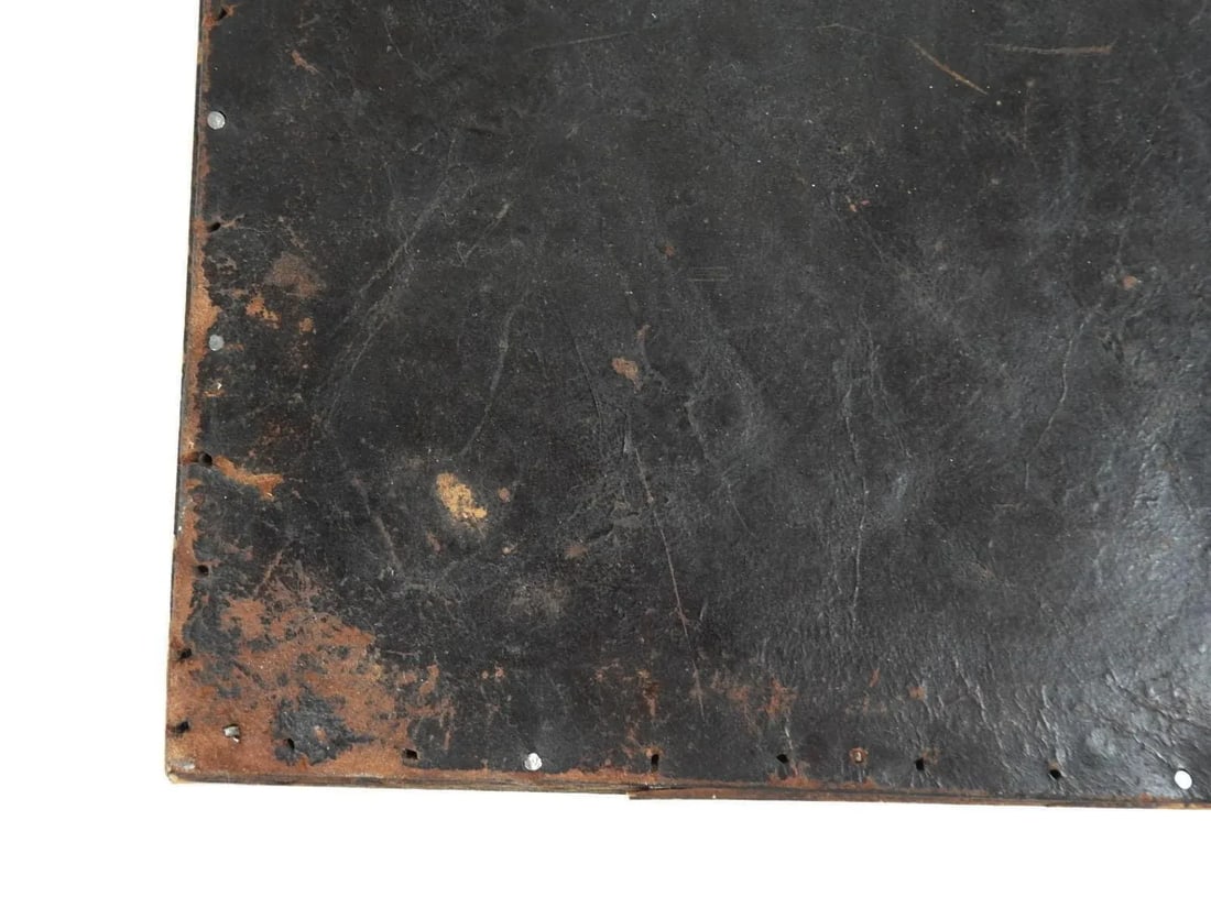 Antique 19th Century Hand Tooled Leather and Wood Tray - 11