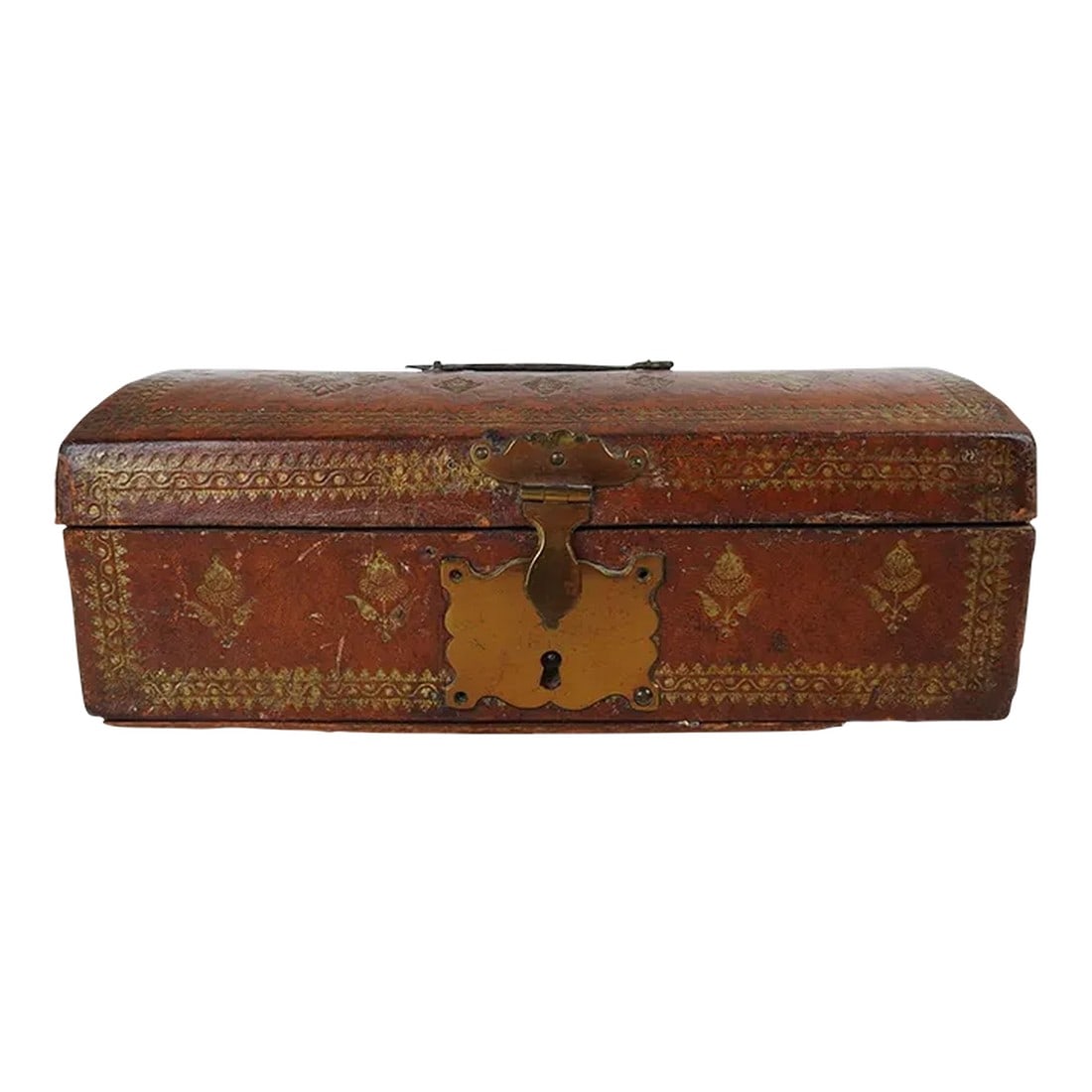 Antique 18th Century English Embossed Leather Domed Document Box (1 of 13)