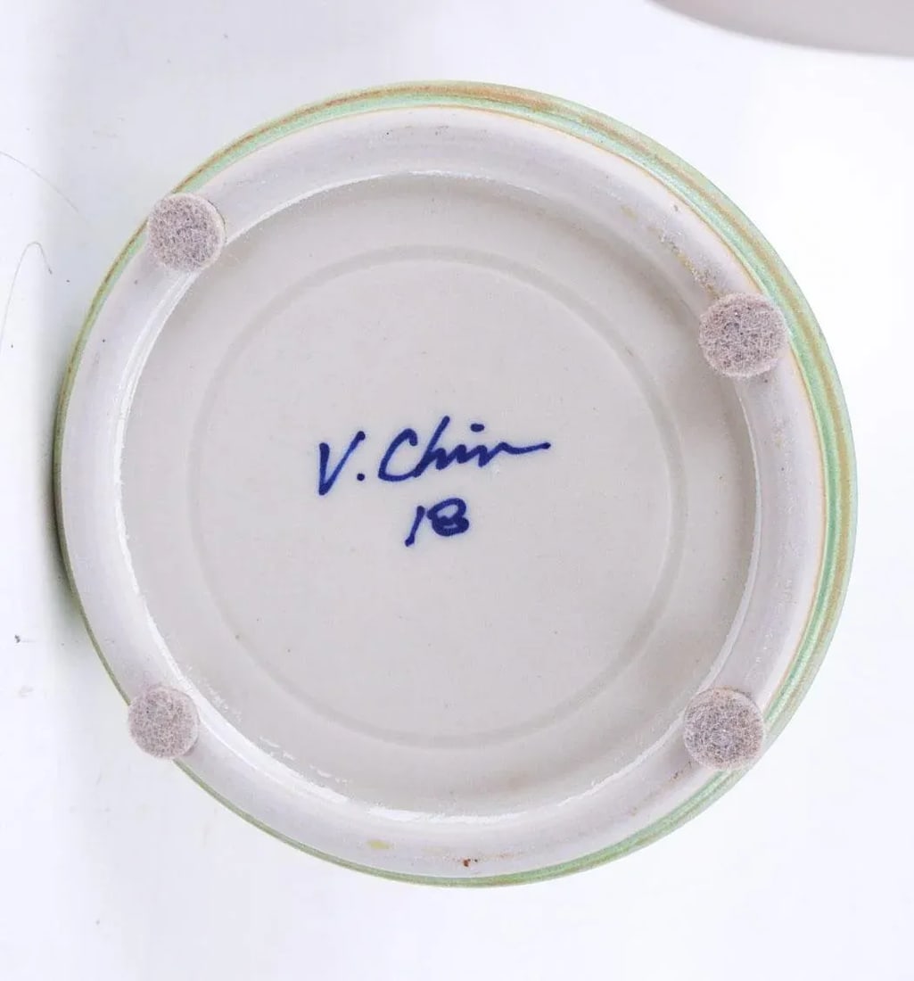 V Chin Celedon Porcelain Studio Pottery Bottle Vase Vorakit Chinookoswong - 8