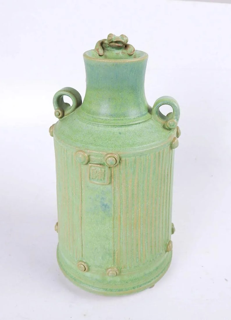 V Chin Celedon Porcelain Studio Pottery Bottle Vase Vorakit Chinookoswong - 9